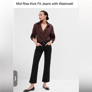 GAP Black Mid Rise Kick Fit Jeans